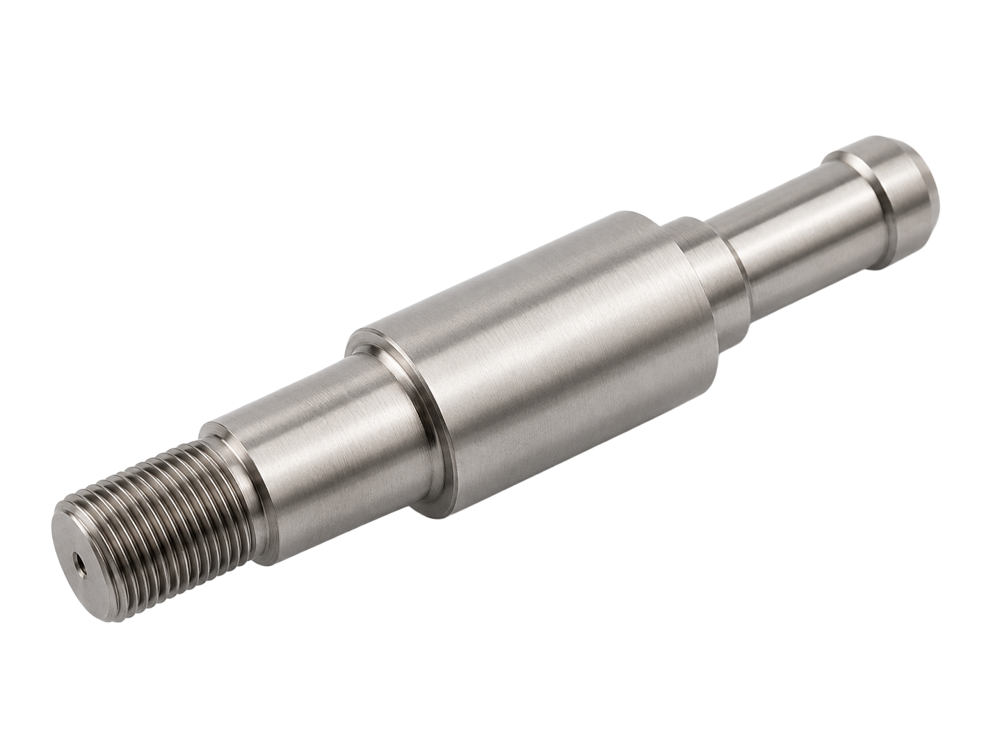 CNC turned shaft with stepped and threaded features
